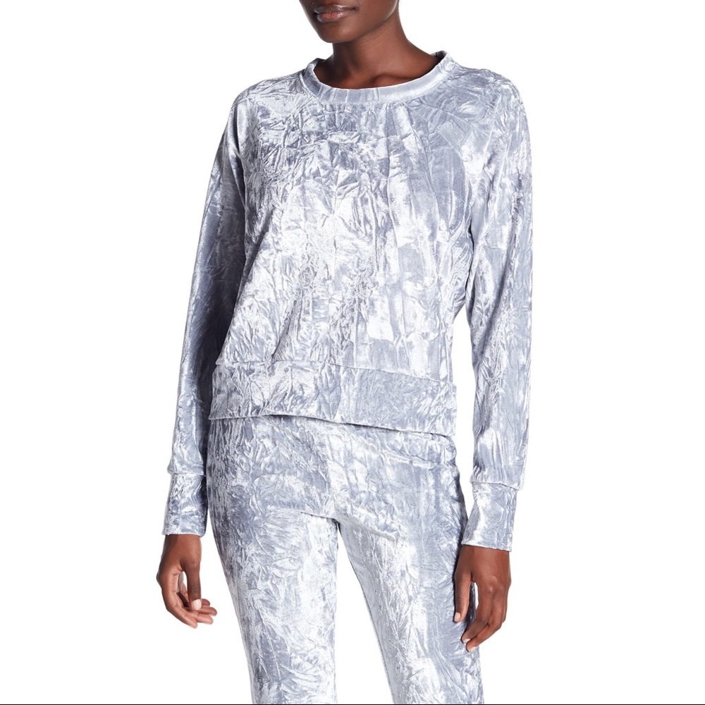 Free Press Crushed Velvet Pullover Sweatshirt